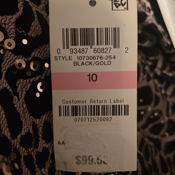 INC Mock-Neck Sequin-Lace Dress Black/Gold Sz 10 - Picture 16 of 16